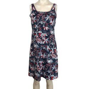 COLUMBIA PFG - WOMEN'S MEDIUM - RED & BLUE SLEEVELESS FLORAL SUMMER DRESS